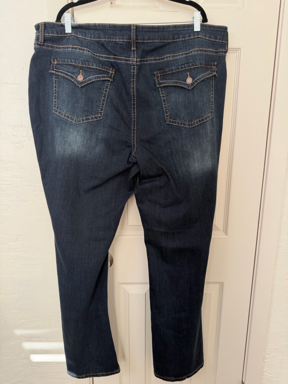 Maurices Dark Crosshatch Mid Rise Thick Stitch Bootcut Jean - 24W TALL - Picture 7 of 9